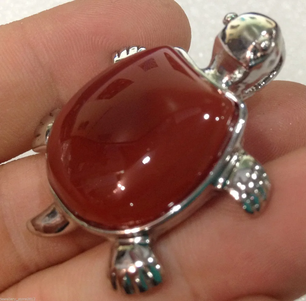 

FREE SHIPPING>>>@@ Hot sale new Style >>>>>New Beautiful!Red stone Onyx Turtle Pendant