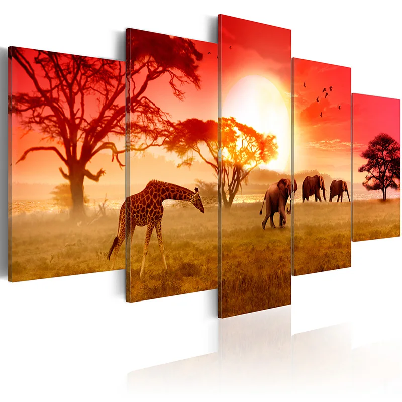 

5 pieces/set Wild animal series Picture Print Painting On Canvas Wall Art Home Decor Living Room Canvas Art PJMT-B (206)