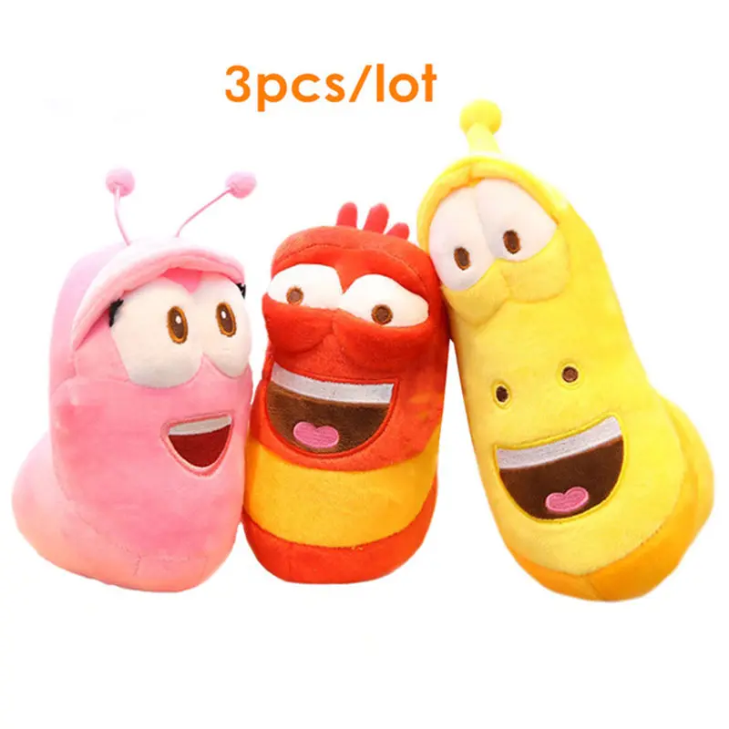 3Pcs/Lot Fun Insect Slug Larva Plush Toys Stuffed Worm Birthday Christmas Gifts