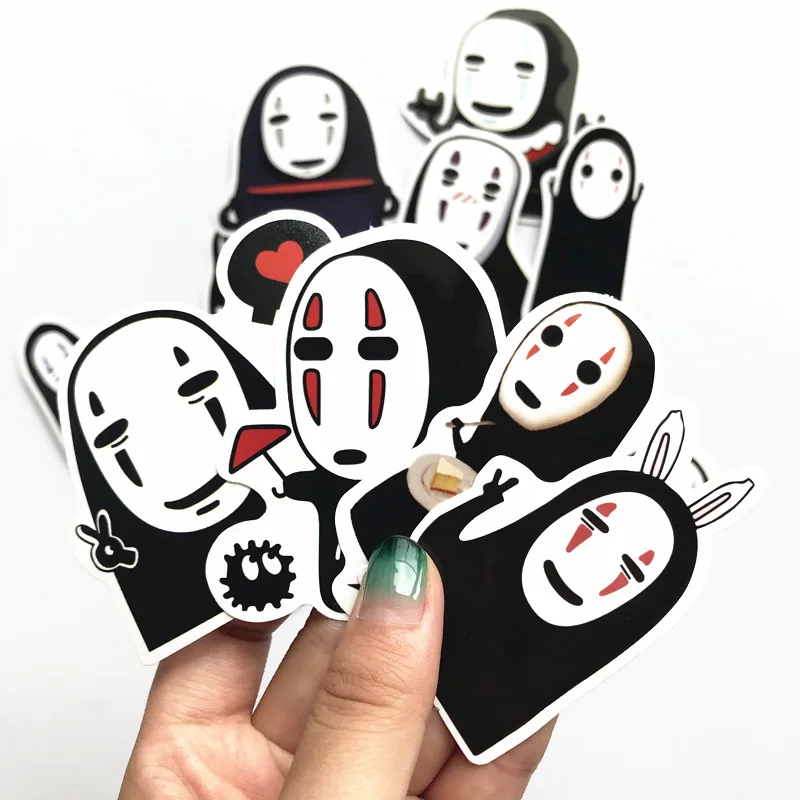 

12Pcs No Face Man Stickers Decal for Luggage Car Fridge Snowboard Laptop Spirited Away Waterproof Toys Sticker For Children Gift