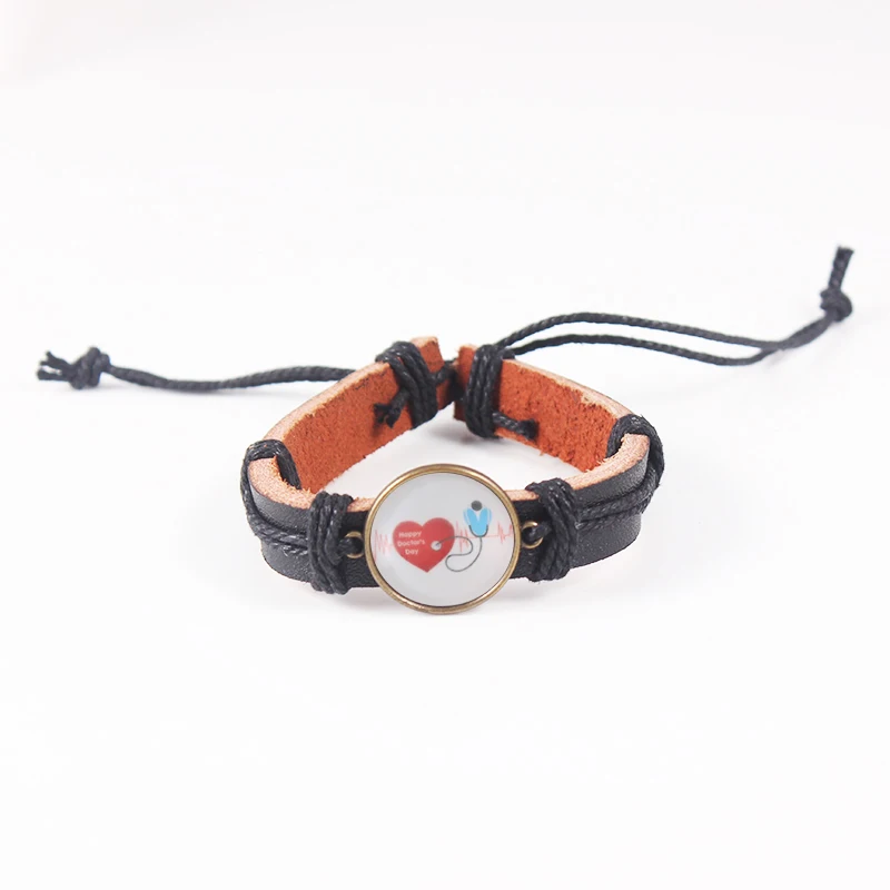 

Doctor Leather Bracelet Medical Art Glass Cabochon Men Bracelets & Bangles for Women Jewelry Drop Shipping Gift For Doctors