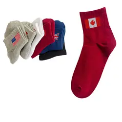 5 пар Для женщин носки Национальный флаг узор Винтаж Новинка Короткие носки на лето и весну дышащая практичные женские хлопковые носки Meia