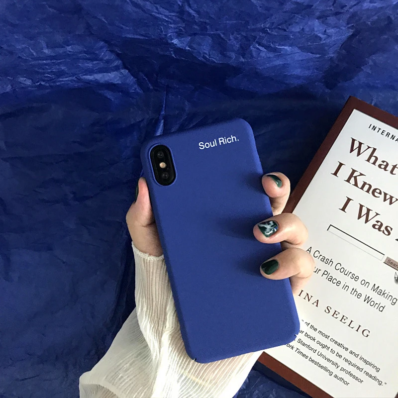 

For iPhone X Simple Plain Phone Case Slim Frosted Hard PC Back Cover For iPhoneX 8 7 6 6S Plus Blue Soul Rich Cases Coque Capa