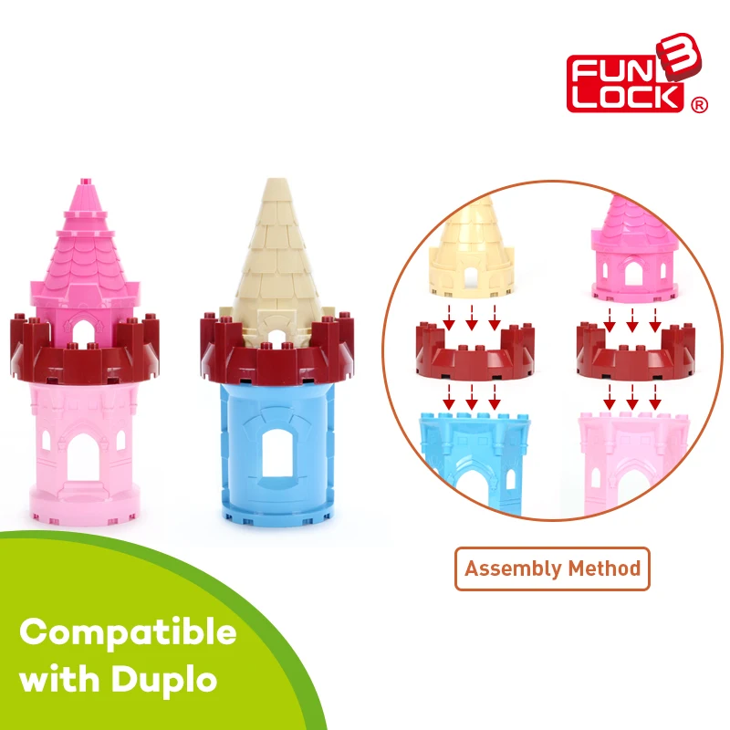 Funlock Duplo Blocks font b Toys b font Castle Building Model Parts for Prince Princess Creative
