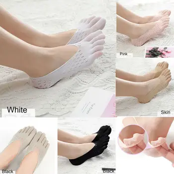 

5Colors Women Plain Fashion Women Nonslip Invisible Five Finger Toe Socks Ankle