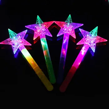 

LED Flashing Stick Children Girls Fairy Magic Wand Sticks Light up Five-pointed Star Princess Party Prop Accessories