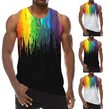 Мужской Летний Стиль 3D Печатный жилет Блузка Модная комфортная блузка Топ радуга брызги чернила Забавный узор мужские фитнес топы
