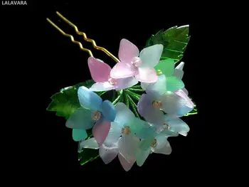 

LALAVARA custom-made resin hydrangeas stick hairpin Chinese vintage hair accessories