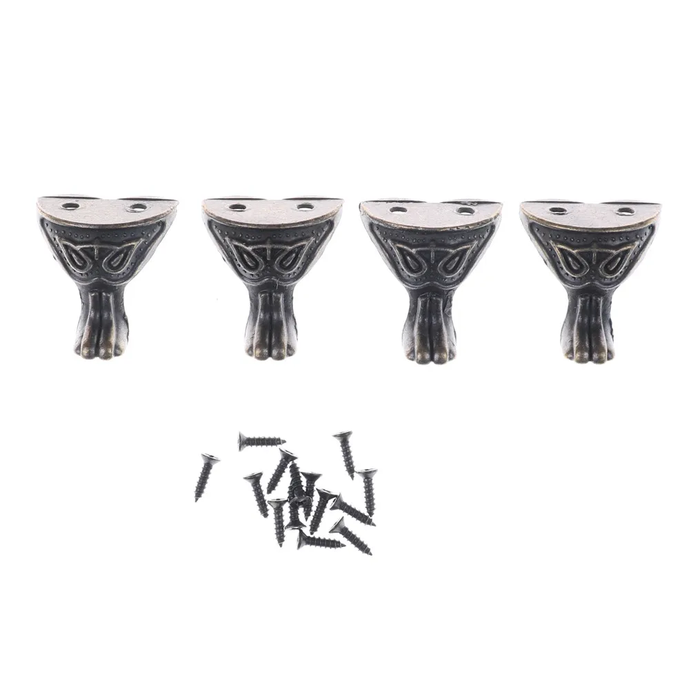 

4Pcs/lot Brass Leg Corner Protector Antique with screws Jewelry Wood Box Feet Decorative Corners For Home Decorations