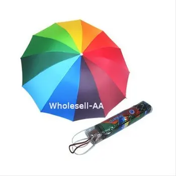 

12 Color Strong Ribs Rainbow Sun Rain Umbrella