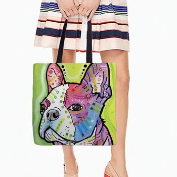 

Shopping Tote Bags French Bulldog Great Dane Pet Dogs Printing Storage Bag Colorful Both-Sides Printing Casual Daily Use Canvas