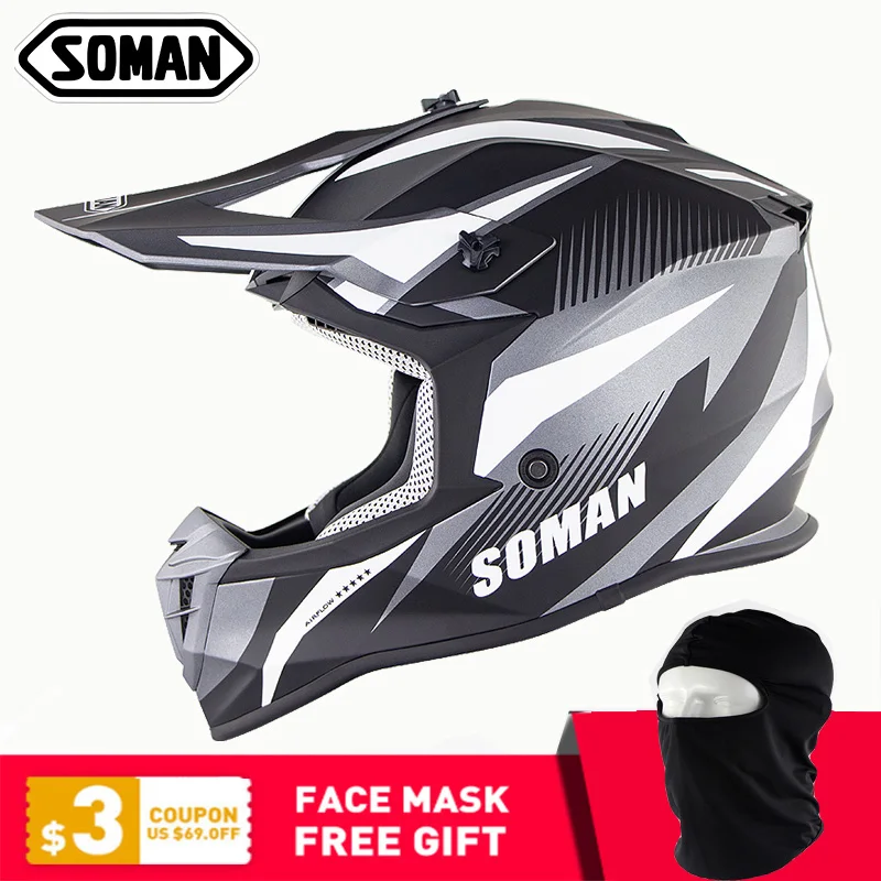 

SOMAN SM633 ECE Cross Country Kask MX Dirt Bike Helmet Motorcycle Helmet Motocross Off Road Helm Moto Cascos