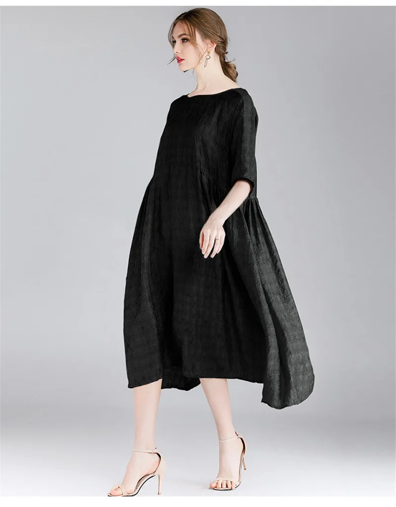 Летнее платье Женская Новая мода плюс размер 4XL женское элегантное темное шелковое платье для похудения