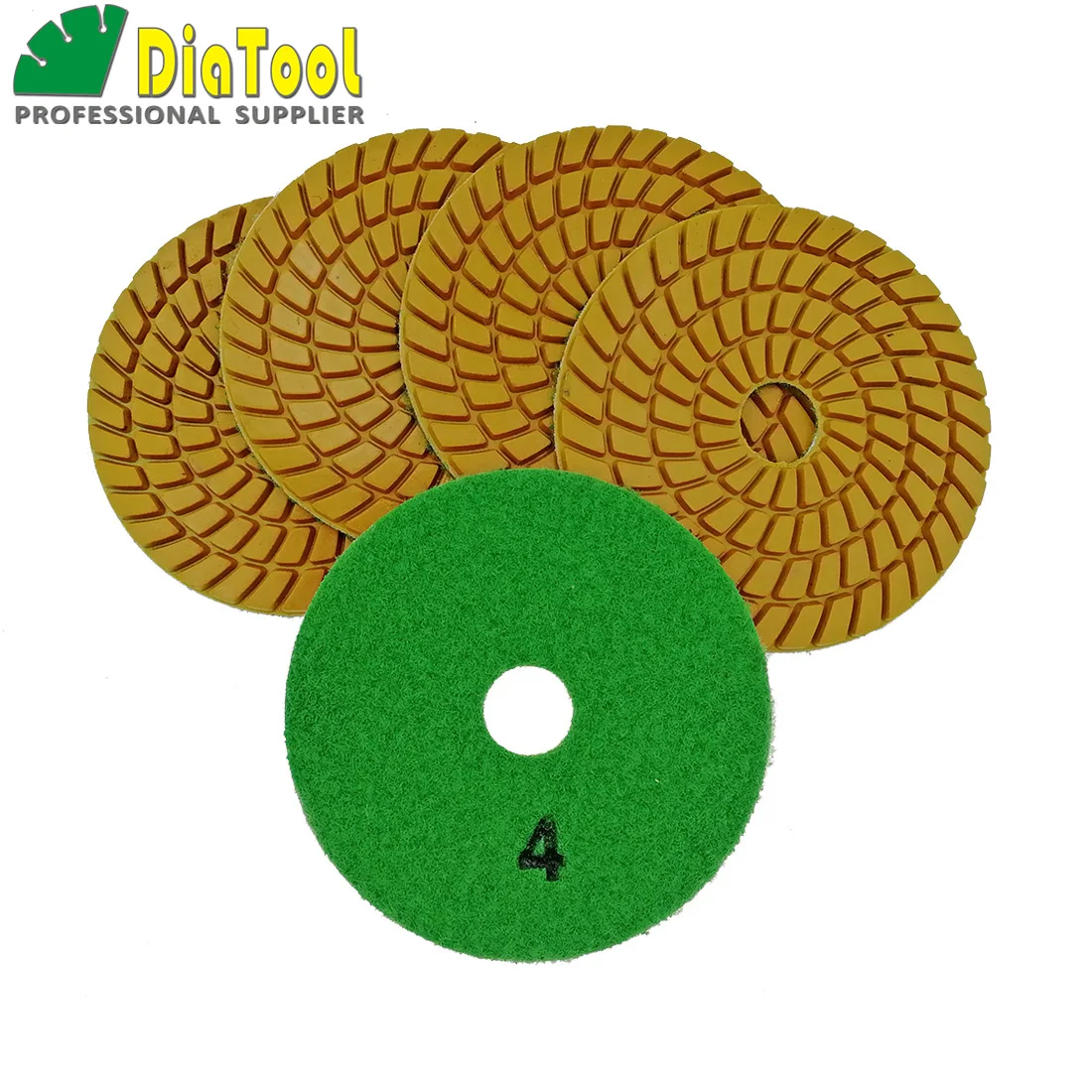 SHDIATOOL 5pcs 4 inch Five Step Diamond Polishing Pads Wet Diameter 100mm Resin Bond Sanding Disc Premium high quality For stone