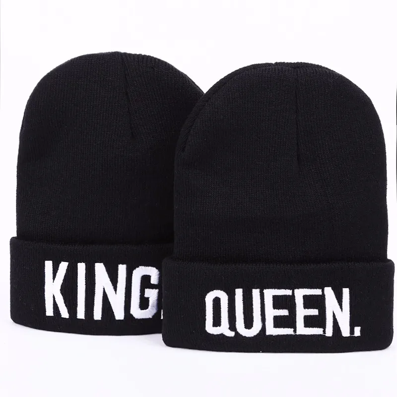 King Queen Winter Hats Couple Bonnet Hip Hop Hot Sale For Men Women Outdoor  Ski Sports Warm Knitted Cap Skullies Beanies