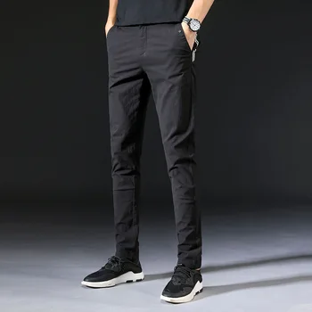 

2018 Casual Pants Men Slim Fit Solid Color Pantalones Hombres Smart Casual Trousers Black Gray Man Joggers Casual Pants