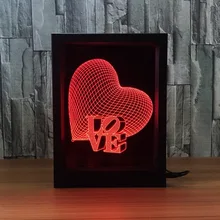 "Любовь" европейский стиль Творческий 3D рамки акриловая лампа на стол светодиодный светильники, декор дома на день рождения подарки для пары