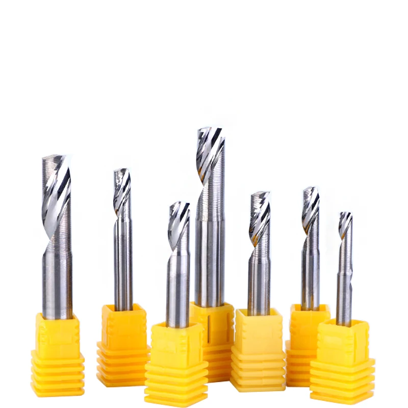 

5Pc 3.175mm Single One Flute Spiral Cutter Steel Router Bit 4 Aluminum composite panel Copper Carbide Milling Cutter CNC Tool