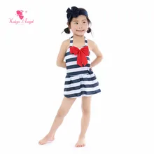Kaiya Angel/ г. Лидер продаж, купальный костюм для маленьких девочек, полосатый пояс с бантом, Летний милый стиль, новинка, 5 шт./партия, с фабрики