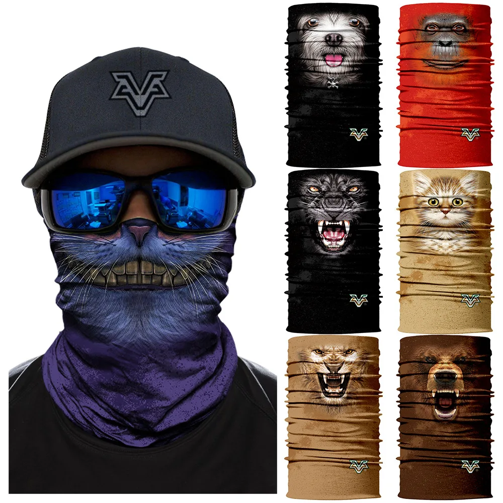 

3D Seamless Scarves Headband Cute Pet Neck Bandana Facemask Animal Mask Cycling Ski Magic Bandana Dog Cat Headwears Headscarf