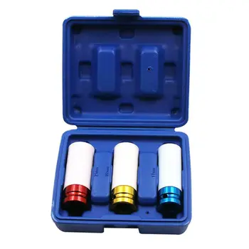 

3Pcs Auto Car 1/2" 17mm/0.67in 19mm/0.75in 21mm/0.83in Alloy Thin Wall Wheel Nut Deep Impact Socket Drive Set Gift Box Hand Tool