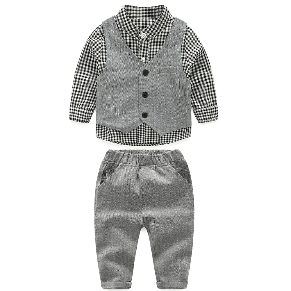 Winter Baby Boys Outfit Baby Suit Infant Formal Gentleman Necktie Suit Long Sleeve Clothing Set