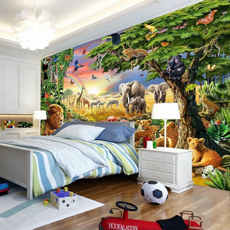 На заказ фотообои нетканые обои 3D мультфильм Луг животное лев Зебра Детская комната спальня домашний декор настенная живопись