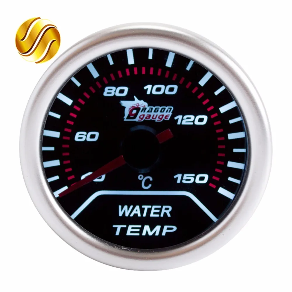 Dragon Gauge Water Temp Car Gauge 2" 52mm 40150 Celsius Temperature Mechanical Meter Black Dial