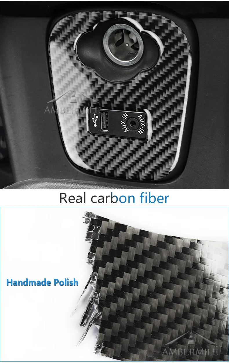 for Mini Cooper JCW F55 F56 Accessories Car Interior Carbon Fiber Cigarette Lighter USB AUX Panel Cover Sticker Decals (7)