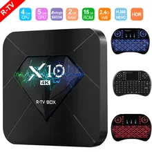 R-tv BOX X10 Smart tv Box 2 Гб ОЗУ 16 Гб ПЗУ S905W Android 7,1 четырехъядерный набор верхней коробки 2,4 г WiFi 100 Мбит/с 4 к медиаплеер PK X96 X96W