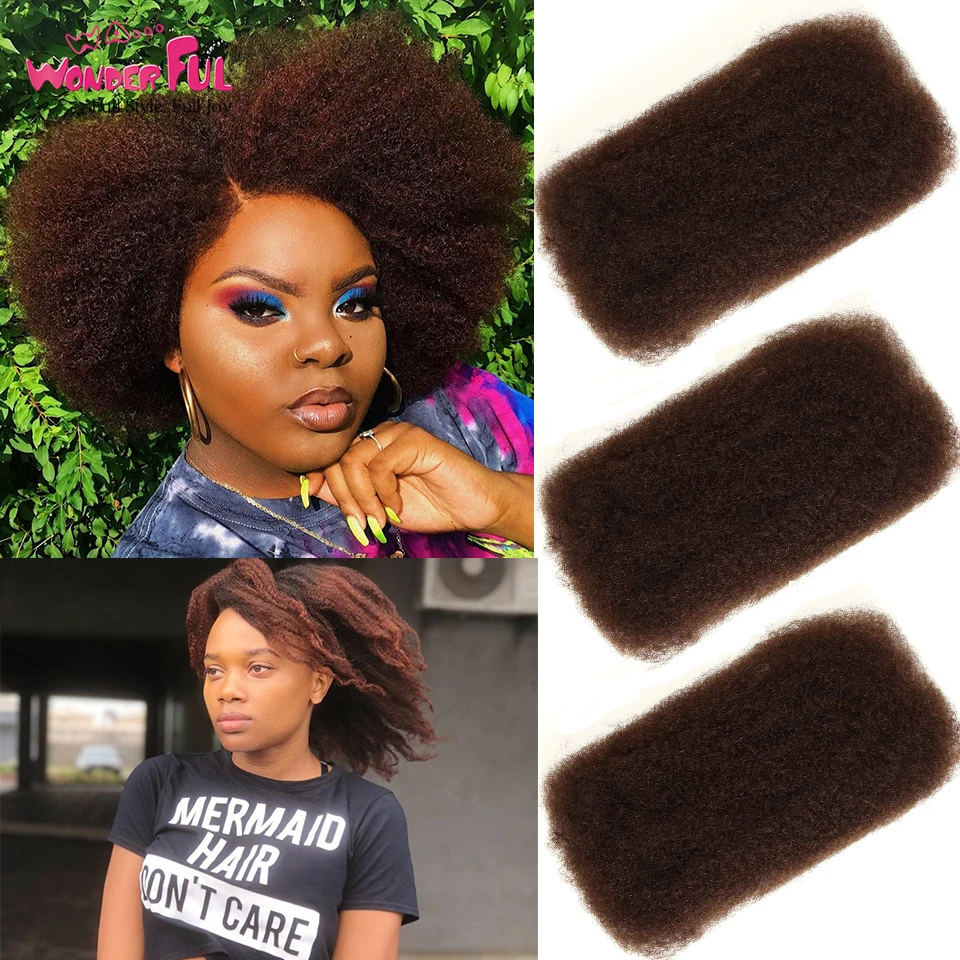 Wonderful remy hair Afro kinky Curly Bulk натуральные волосы для плетения 1 пучок 50 г/шт. Цвет 2 # косы волос нет уток