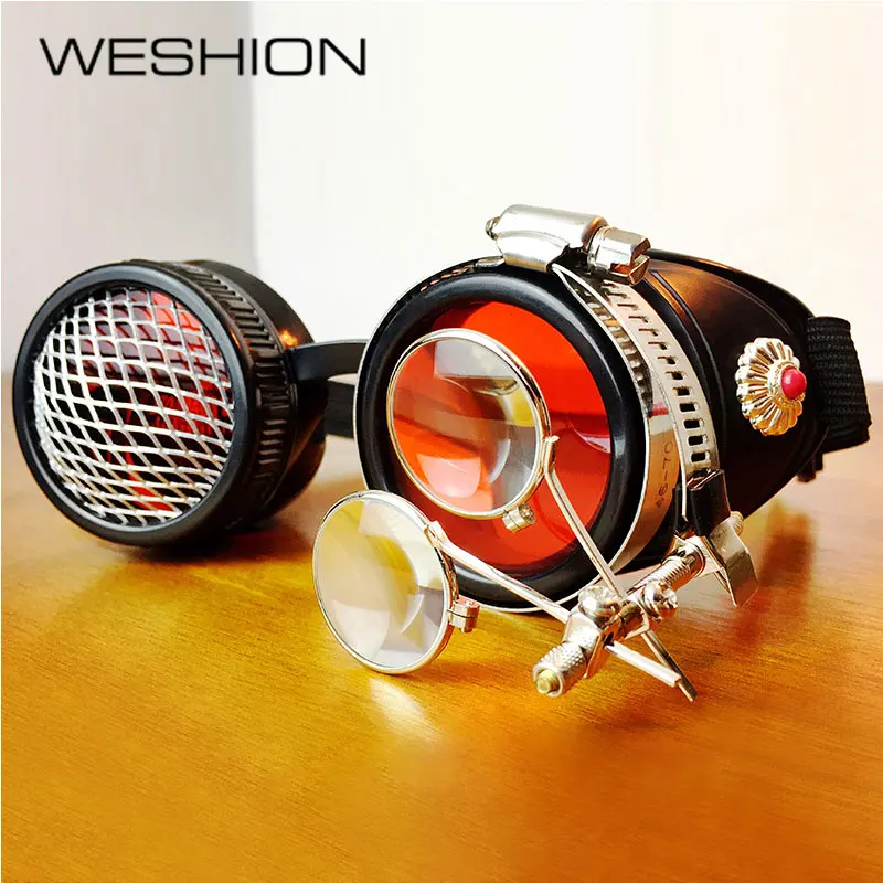 

Unique Steampunk Sunglasses Men Red Lens Women Sun Glasses Halloween Prop Cosplay Party Glasses Vintage Eyewear
