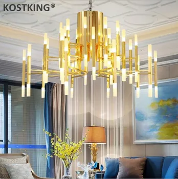 

KOSTKING wongshi Modern Gold White Black Acrylic Iron Pendant Light Nordic Living Room Kitchen Designer Hanging Lamps