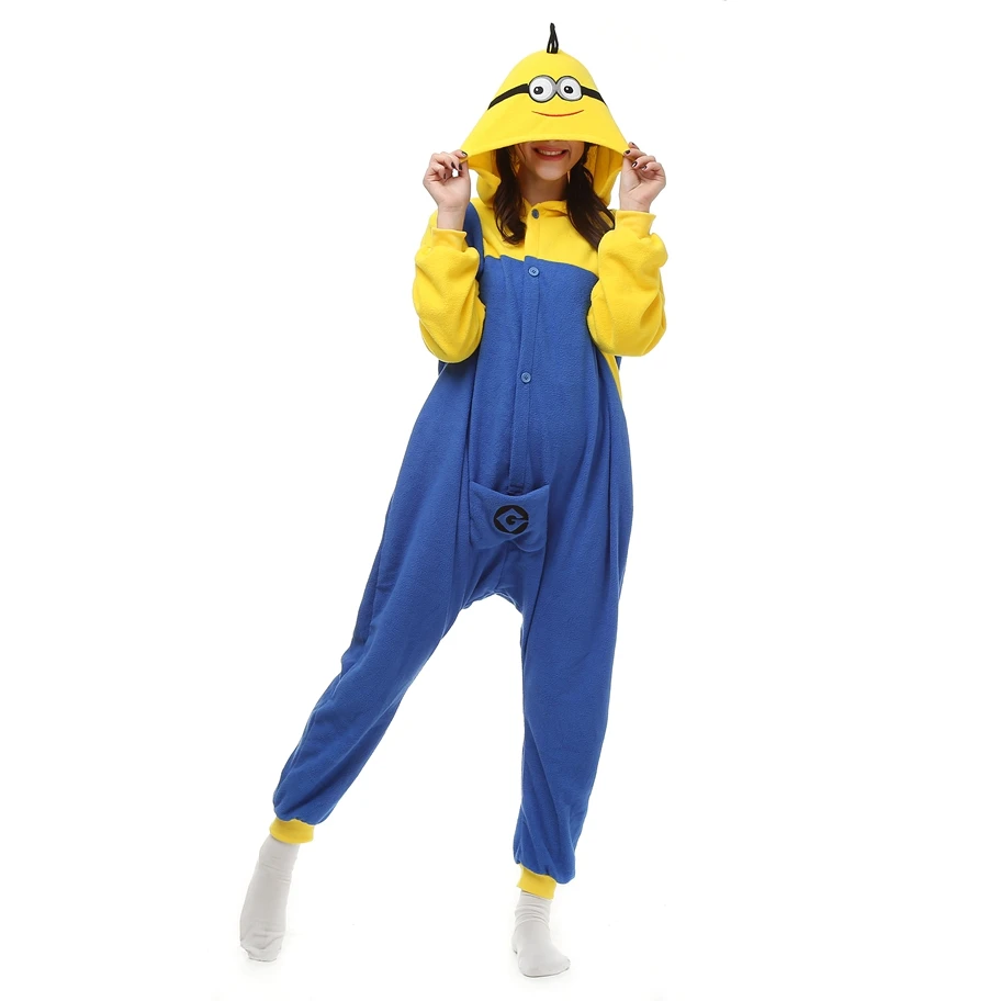 

Adults Polar Fleece Kigurumi Minion Cosplay Costume Cartoon Animal Onesies Pajamas Halloween Carnival Masquerade Party Jumpsuit
