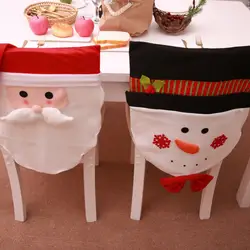 Для рождественской вечеринки поставляет Рождество крышка стула для Кухня Рождество вечерние Санта Клаус Снеговик спинку стула охватывает