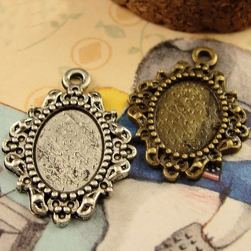 25Pcs Round Filigree Spacer Beads Charms 10mm Gold Silver Bronze Plated
