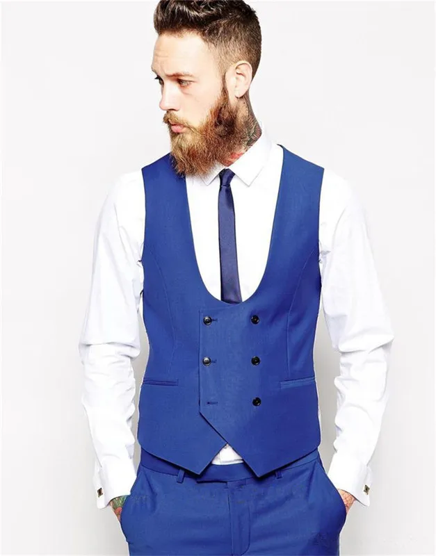 Royal Blue Men's Vest Wedding Suits Slim Fit High Quality Men Vest Wedding Suits British Style Suit Vest Formal Wear
