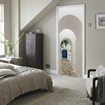 

Greek Paros Arch Door Renovation Stickers Door Murals Decals Self-adhesive Wall Stickers Art Waterproof Good Furniture Stickers