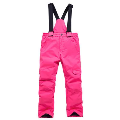 Детские лыжные штаны для мальчиков и девочек, теплые утолщенные зимние лыжные штаны - Цвет: Розовый