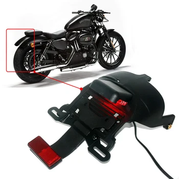

For Harley Sportster XL 883 1200 48 2004 - 2014 Black Motorcycle Rear Fender Mount License Plate LED Light Lamp Red Lens