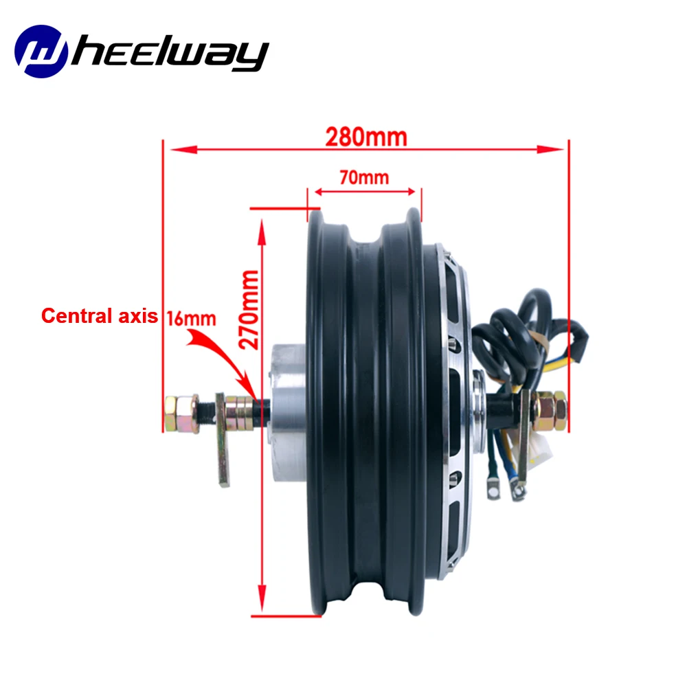 Discount Wheelway 10 Inch Electric Motorcycle Hub Motor 800W 1000W 1200W 1500W 2000W 60V/72V Drum Brake Brushless Gearless Hub Motor 3