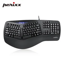 Perixx PERIBOARD-512II USB Проводная Ergonimic мультимедийная клавиатура удобный обтекаемый дизайн для игр, офиса и домашнего использования