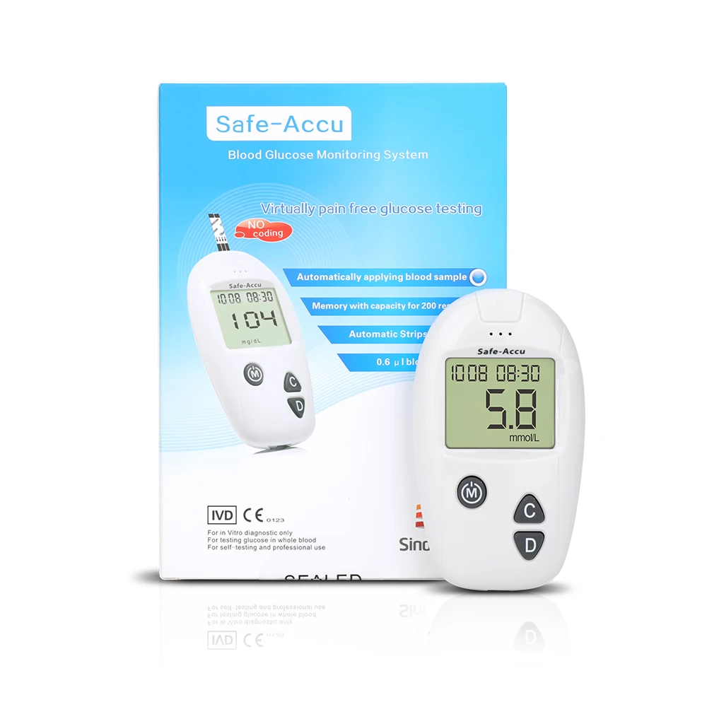 

SINOCARE sannuo Safe-Accu mmol/l Glucometer Meter Blood glucose monitor Diabetic No coding Blood sugar KIT &Test strips&Lancets