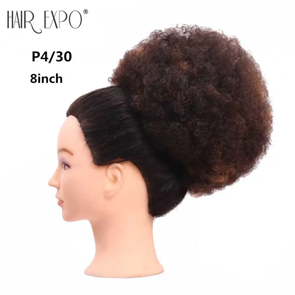 8inch Afro Puff Curly Synthetic Hair Chignon With Two Plastic