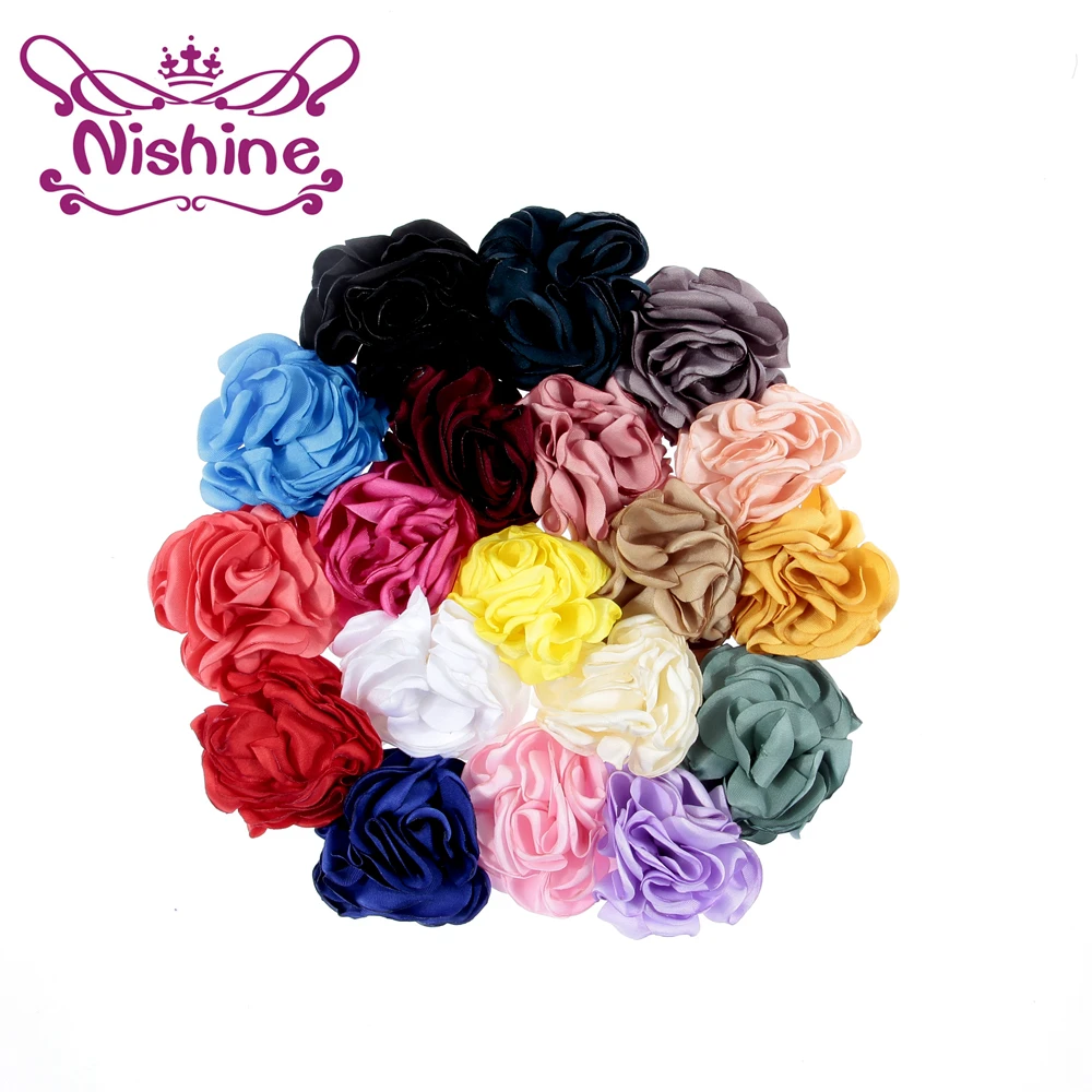 

Nishine 30pcs Boutique Satin Rolled Burn Flowers Artificial Rose for Hair Accessories Rosette Flower for Hair Bows Accessories
