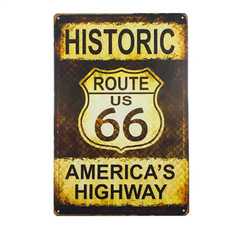 Металлическая жестяная вывеска АЗС US Route 66 винтажное украшения для дома бара паба деревенская настенная доска гаражный бар-закусочная - Цвет: GA11