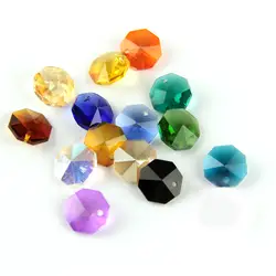 2000/лот 14 мм различные цвета Восьмиугольные кристаллы в 1 отверстие для украшение домашних штор Люстра Запчасти Аксессуары