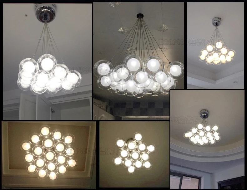 Современная креативная двухслойная люстра из прозрачного стекла с шариками, лампа для дома, декора, гостиной, романтического стиля G4, светодиодный светильник-люстра