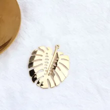 6 PCS 40x47 MM 24 K זהב צבע מצופה לחך ליף עלים קסם תליוני DIY תכשיטי ביצוע ממצאי אביזרים(China)