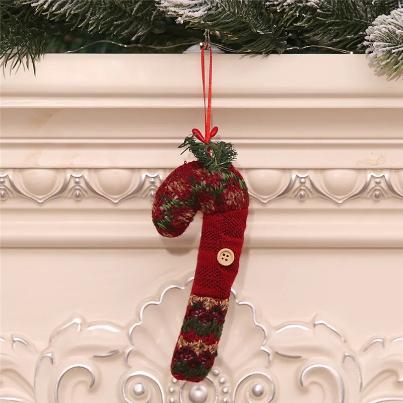 Navidad рождественская подвеска, украшения для рождественской елки, перчатка для обуви, трость, рождественские украшения для дома, рождественские украшения - Цвет: Walking Stick